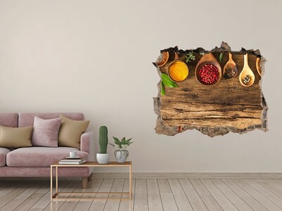 Samoprzylepna naklejka Kuchenne przyprawy na tle drewnianego blatu