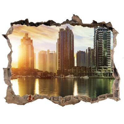 Fototapeta dziura na ścianę 3d Dubaj zachód słońca