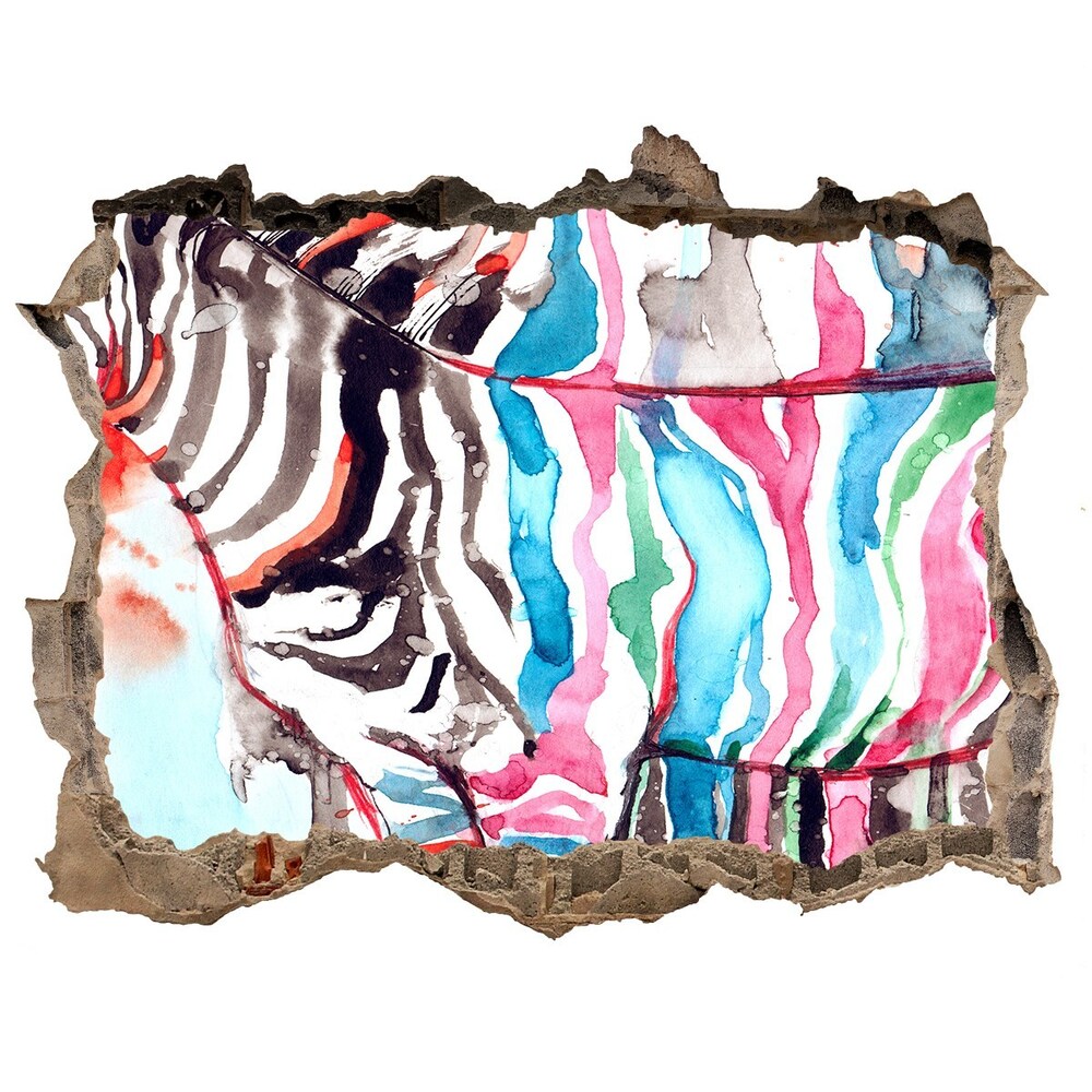 Samoprzylepna dziura ścienna 3D Kolorowa zebra