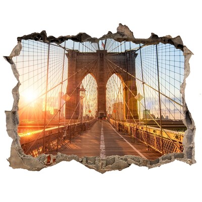 Fototapeta dziura na ścianę 3d Brooklyn Bridge w zachodzie słońca