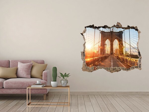 Fototapeta dziura na ścianę 3d Brooklyn Bridge w zachodzie słońca