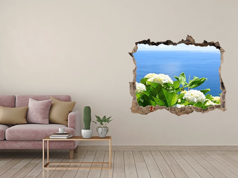 naklejka fototapeta 3D Kwiaty nad morzem