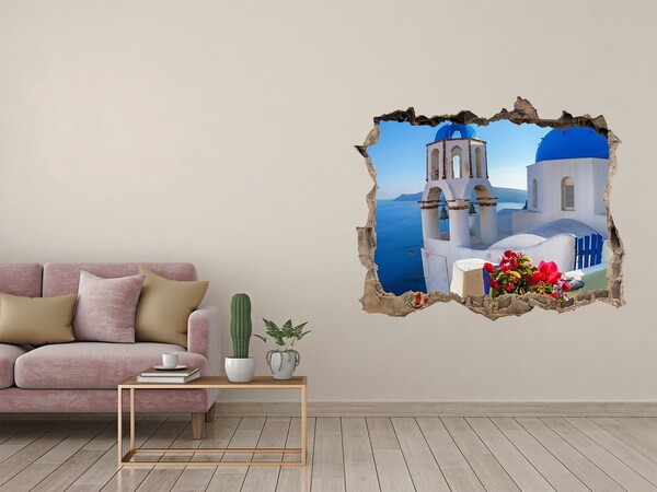 Fototapeta dziura na ścianę 3d Santorini Grecja