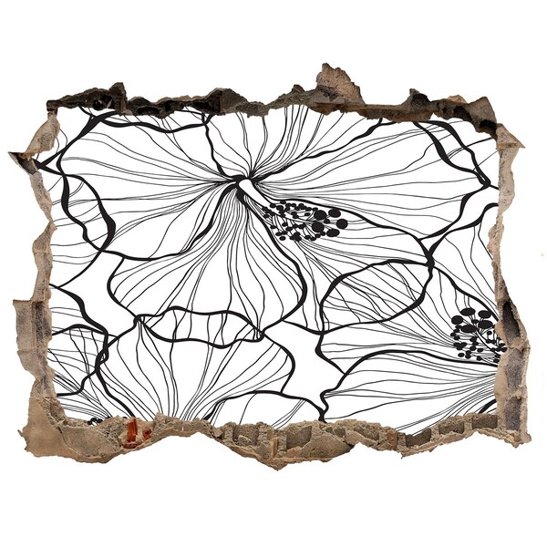 Okleina 3D dziura na ścianę Kwiatowy motyw w dziurze w ścianie