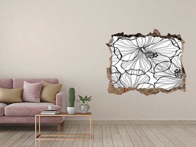 Okleina 3D dziura na ścianę Kwiatowy motyw w dziurze w ścianie