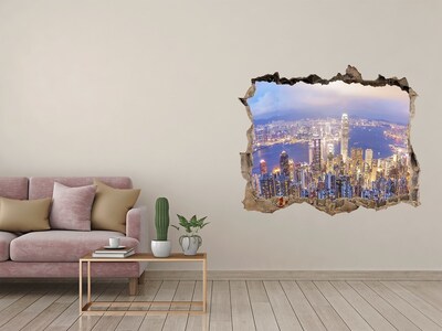 Fototapeta dziura na ścianę 3d Hongkong panorama