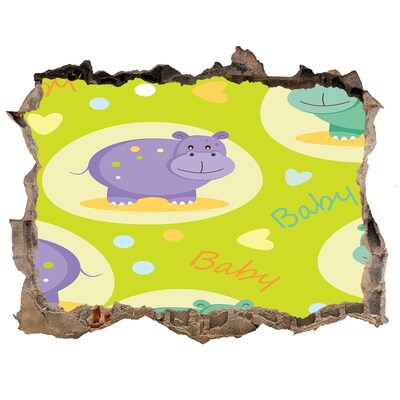 Dziura 3d foto tapeta naklejka Hipopotamy