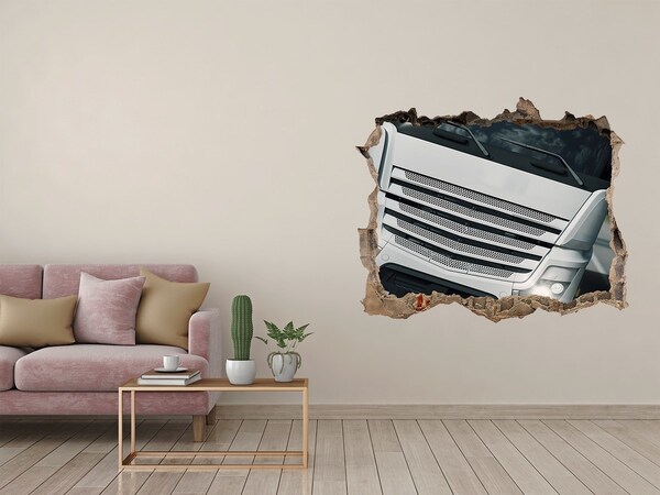 Fototapeta dziura na ścianę Zniszczona ściana z ciężarówką