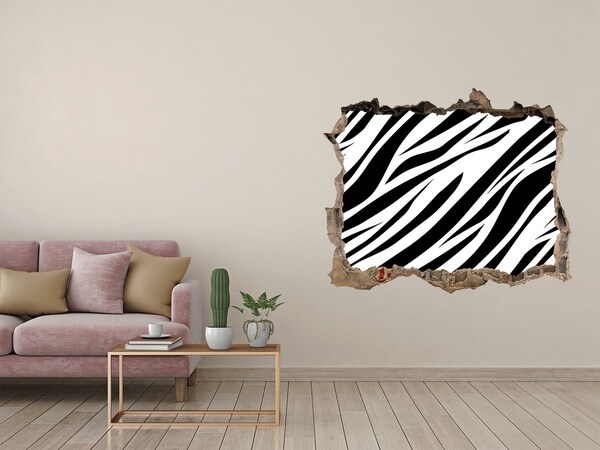 Samoprzylepna dziura ścienna 3D Zebra w ścianie