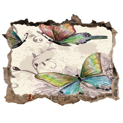 Dziura 3d foto tapeta naklejka Motyle i kwiaty