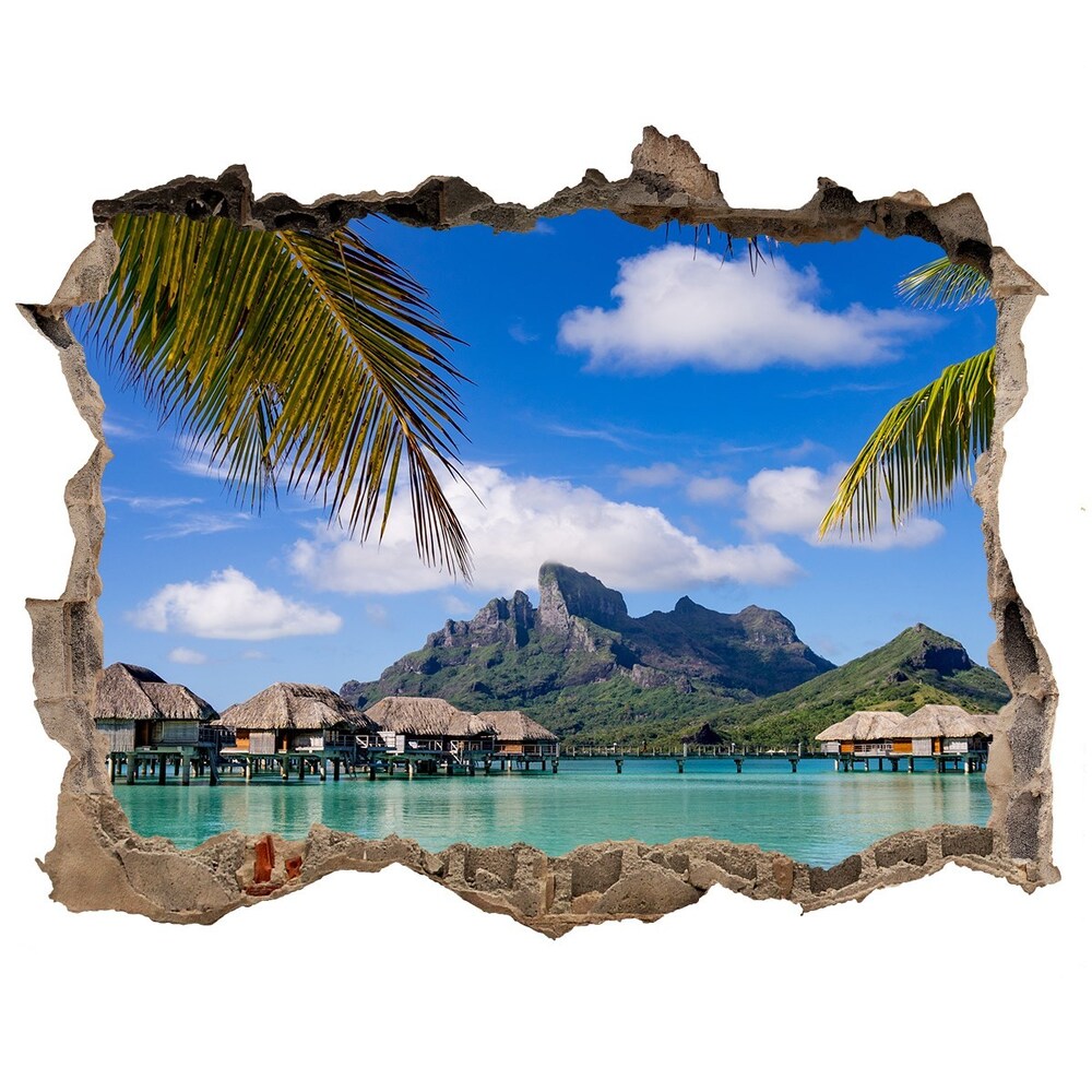 naklejka fototapeta 3D Palmy na Bora Bora