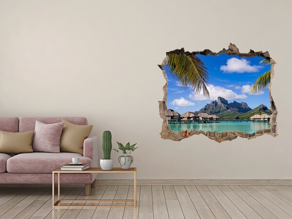 naklejka fototapeta 3D Palmy na Bora Bora