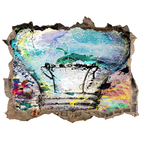 Samoprzylepna dziura na ścianę naklejka Zniszczona ściana z lampą