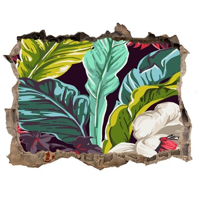 Okleina 3D dziura na ścianę Tropikalne kwiaty