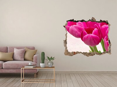 Samoprzylepna dziura na ścianę Różowe tulipany