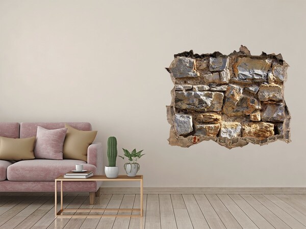 Fotoobraz dziura na ścianę Zniszczona ściana z kamieniami