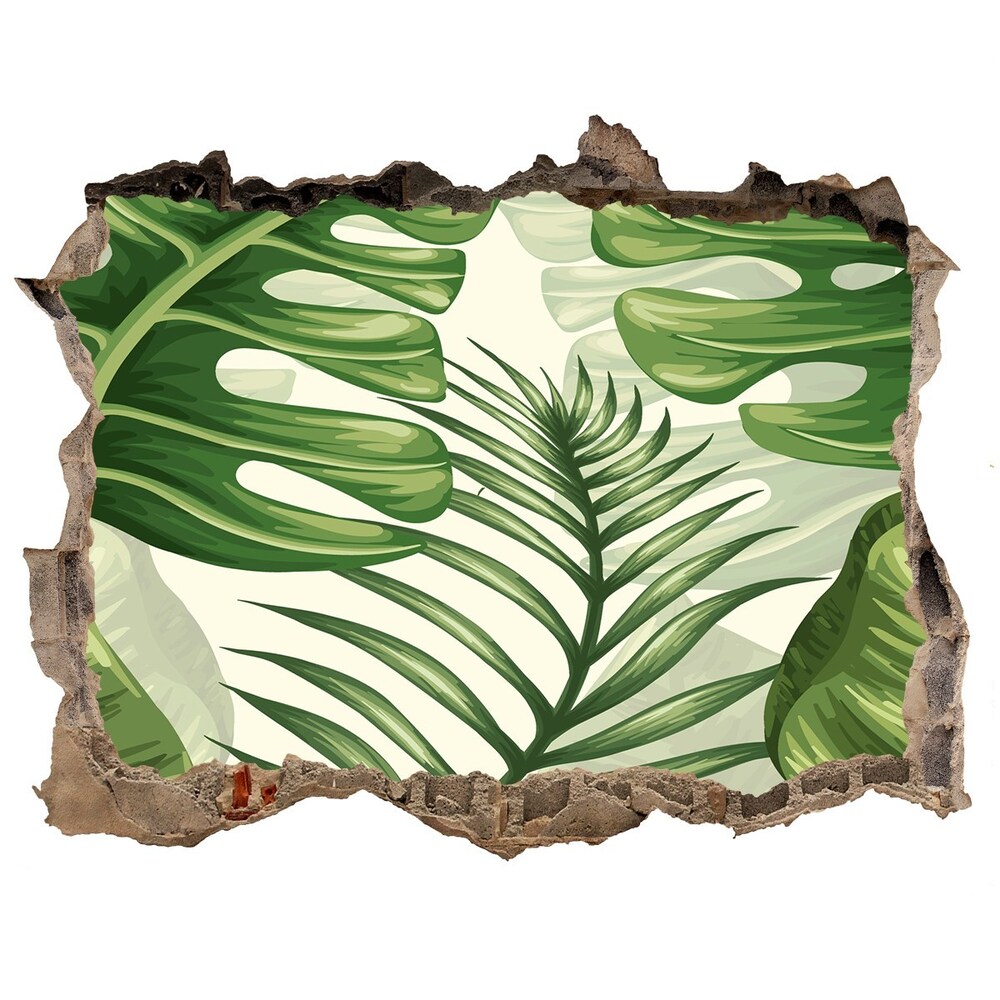 Naklejka 3D dziura Tropikalne liście