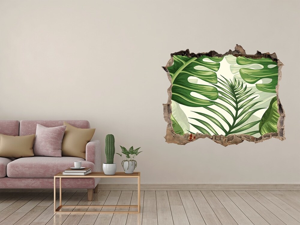 Naklejka 3D dziura Tropikalne liście