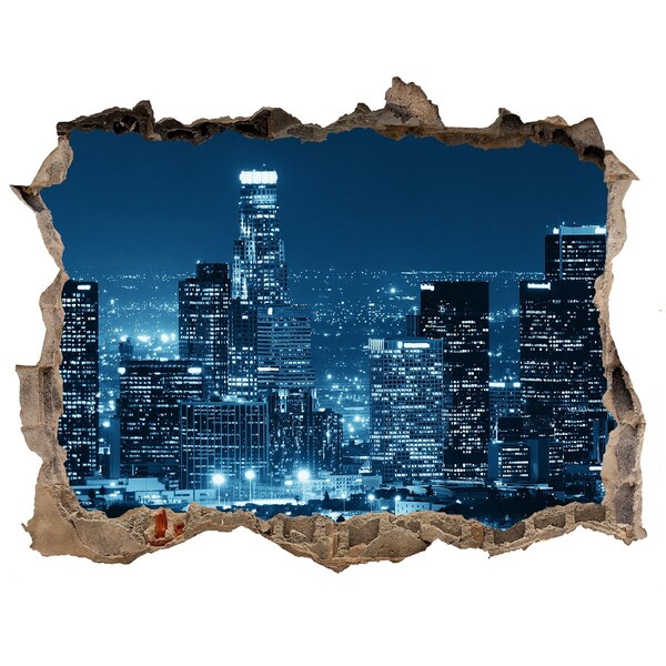 Fototapeta dziura na ścianę 3d Los Angeles nocą