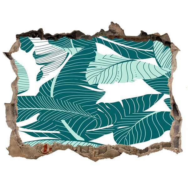 naklejka fototapeta 3D na ścianę Tropikalna oaza w zniszczonej ścianie