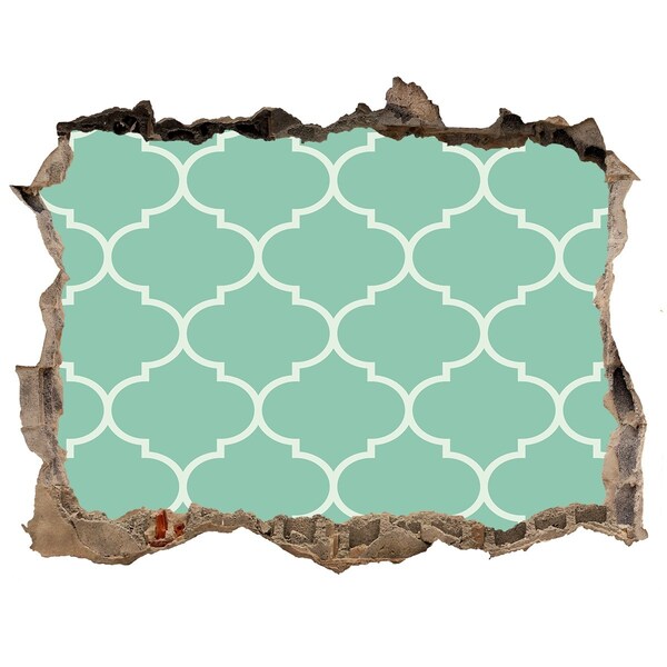 Fototapeta dziura na ścianę 3d Zielona mozaika na tle zniszczonej ściany