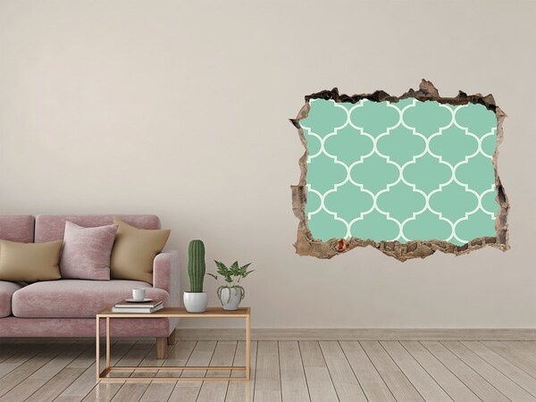 Fototapeta dziura na ścianę 3d Zielona mozaika na tle zniszczonej ściany