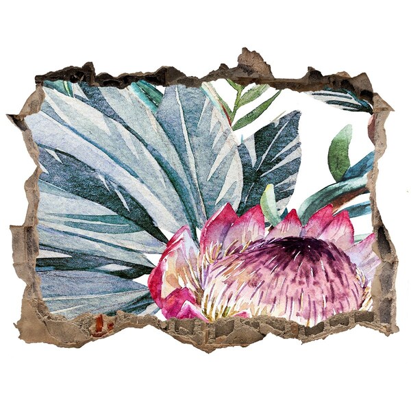 Fototapeta dziura na ścianę 3d Kwiatowy raj wśród liści