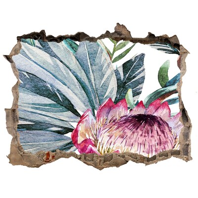 Fototapeta dziura na ścianę 3d Kwiatowy raj wśród liści