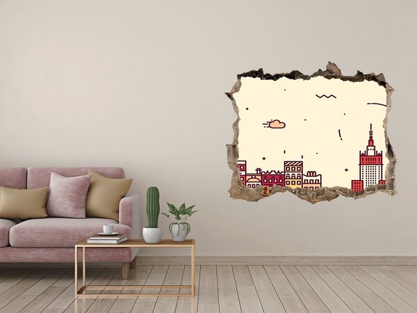 Fototapeta dziura na ścianę Miasto za ścianą