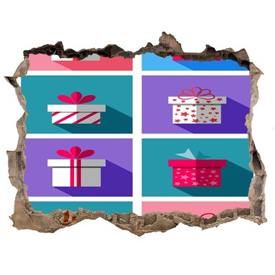 Fototapeta dziura na ścianę 3d Prezentowe niespodzianki