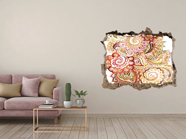 Dziura 3d foto tapeta naklejka Kolorowe wzory na tle betonu