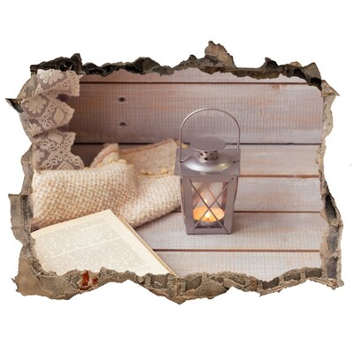 Fototapeta dziura na ścianę 3d Przytulny kącik z lampionem