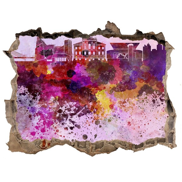 Samoprzylepna dziura naklejka Kolorowy widok na miasto