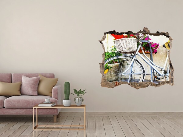 Fototapeta dziura na ścianę 3d Rower w kwiecistej scenerii