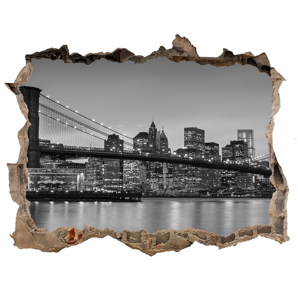 Samoprzylepna dziura na ścianę Widok na miasto w czerni i bieli