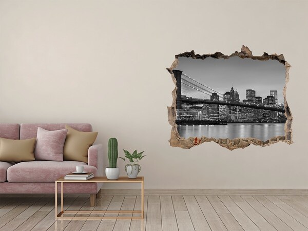 Samoprzylepna dziura na ścianę Widok na miasto w czerni i bieli