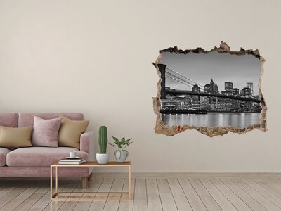 Samoprzylepna dziura na ścianę Widok na miasto w czerni i bieli