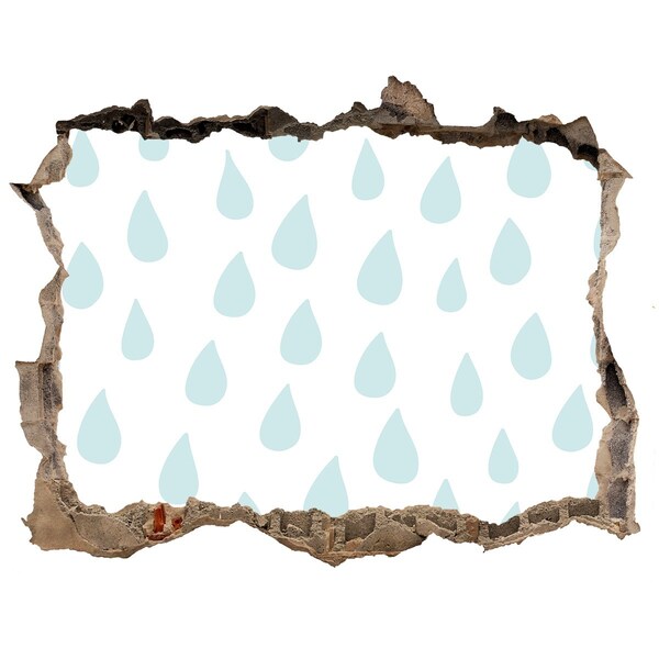 Samoprzylepna dziura na ścianę Deszczowe krople za ścianą