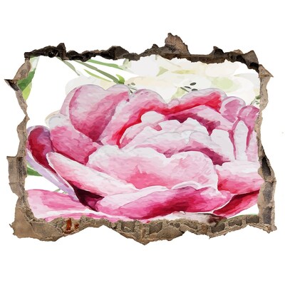 Naklejka 3D dziura samoprzylepna Kwiatowy pejzaż w dziurze w ścianie