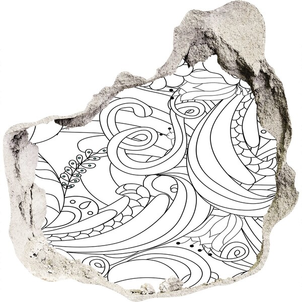 Naklejka 3D dziura na ścianę Kwiatowy wzór w dziurze w ścianie