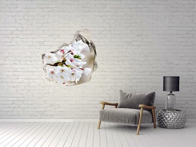 Samoprzylepna naklejka na ścianę Kwiaty wiśni w zniszczonej ścianie