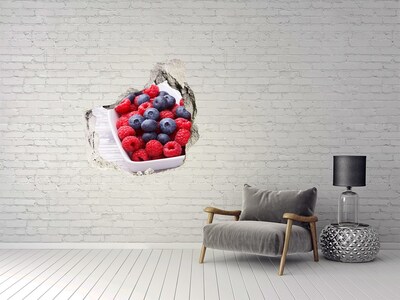 Naklejka 3D dziura na ścianę Maliny i jagody