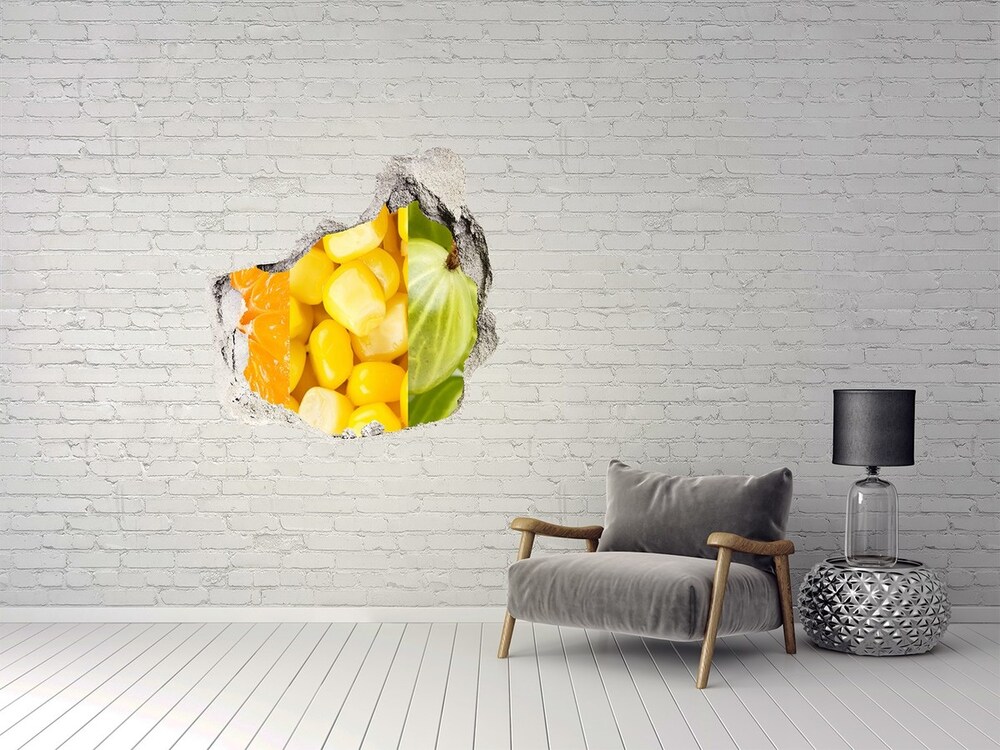 Naklejka 3D dziura samoprzylepna Owoce i warzywa