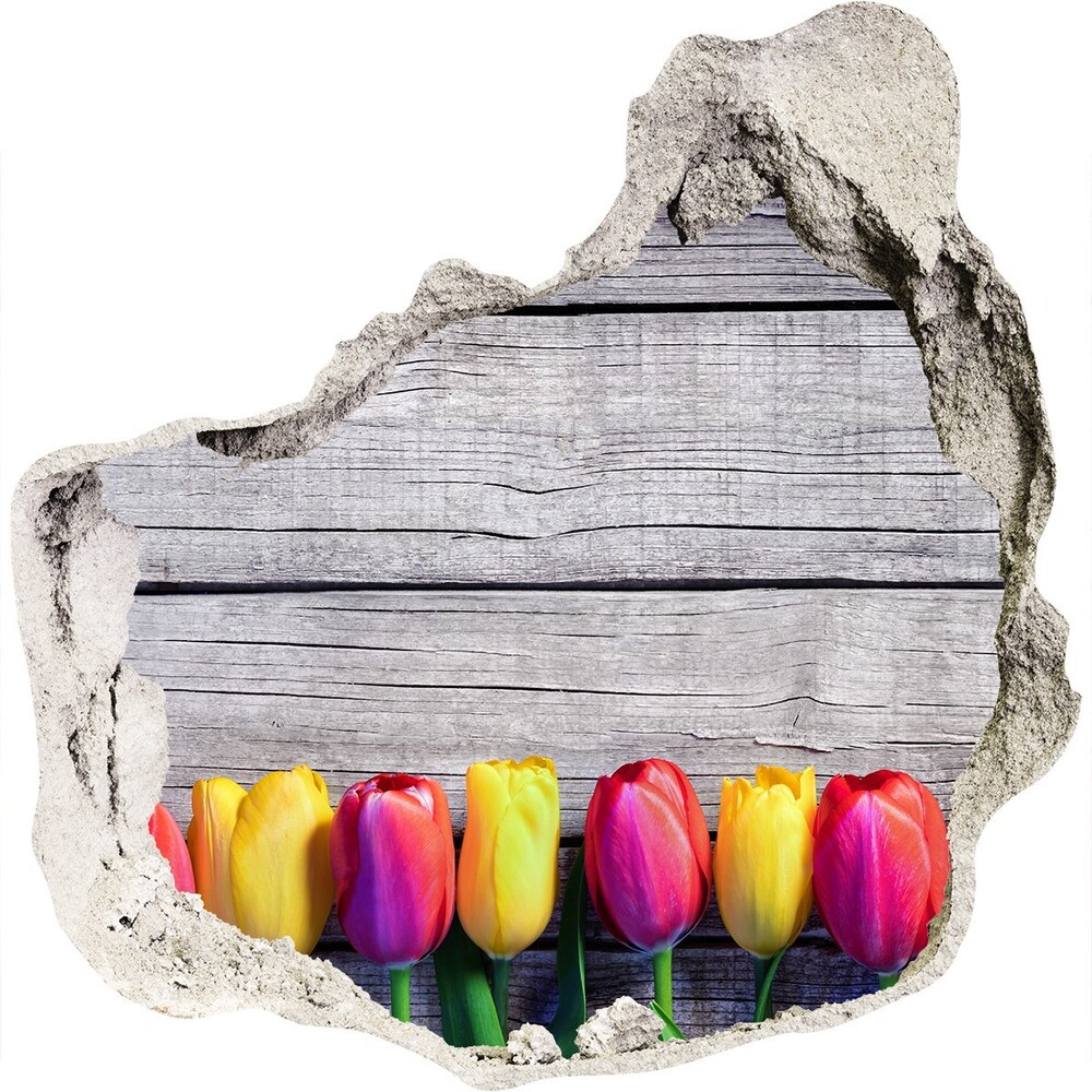 Samoprzylepna naklejka Tulipany na drewnie