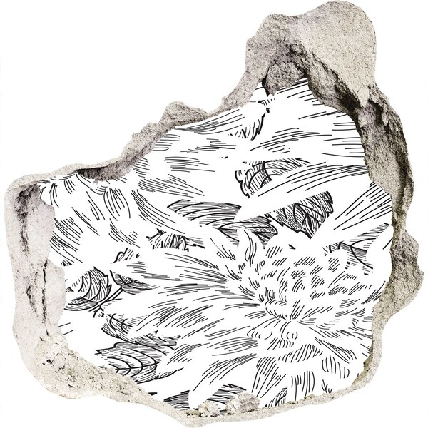 Naklejka 3D dziura na ścianę Kwiatowy wzór w dziurze w ścianie