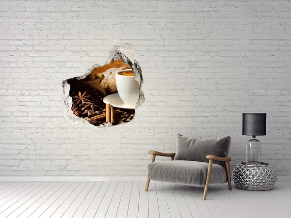 Naklejka 3D dziura samoprzylepna Kawa i świeże pieczywo