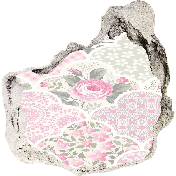 Naklejka 3D dziura samoprzylepna Kwiatowy wzór w dziurze w ścianie