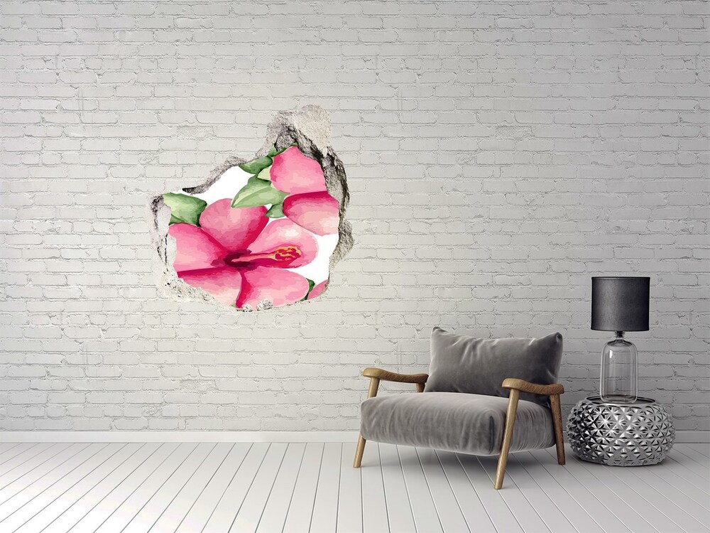 Naklejka 3D dziura na ścianę Tropikalne kwiaty