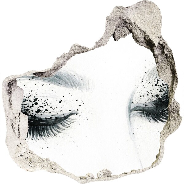 Fototapeta dziura na ścianę Zamknięte oczy w dziurze w ścianie