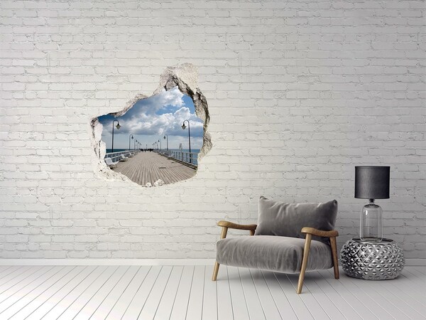 Dziura 3d w ścianie naklejka Molo nad morzem